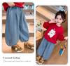 Girls' Soft Denim Lantern Jeans with Bow Embroidery - Baby Girl Fashionable Korean Style Pants for Spring and Autumn