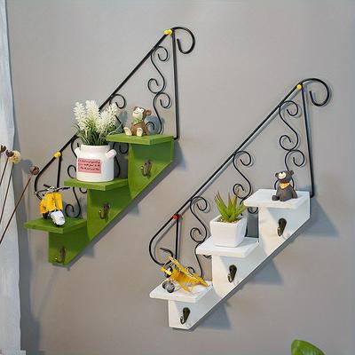 1 étagère en bois à 3 niveaux, décoration murale, étagère murale flottante, étagère suspendue, jardinière en forme d'escalier