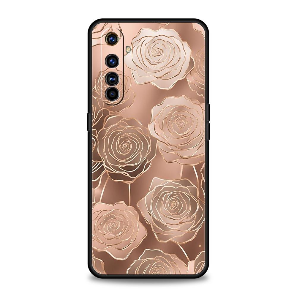 Mooie Rosegouden Kunst Case Voor Realme 12 11 10 9 8 5G 7 6 GT5 GT3 GT2 Pro C21 C11 C25 C35 Voor Realme GT Neo 2 3 3T 5 Cover