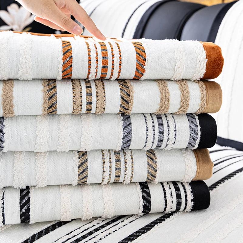 Light Luxury Chenille Fabric Sofa Cover for Living Room, Striped Pattern Slipcover, Home and El Couch Decoration, 1 PC