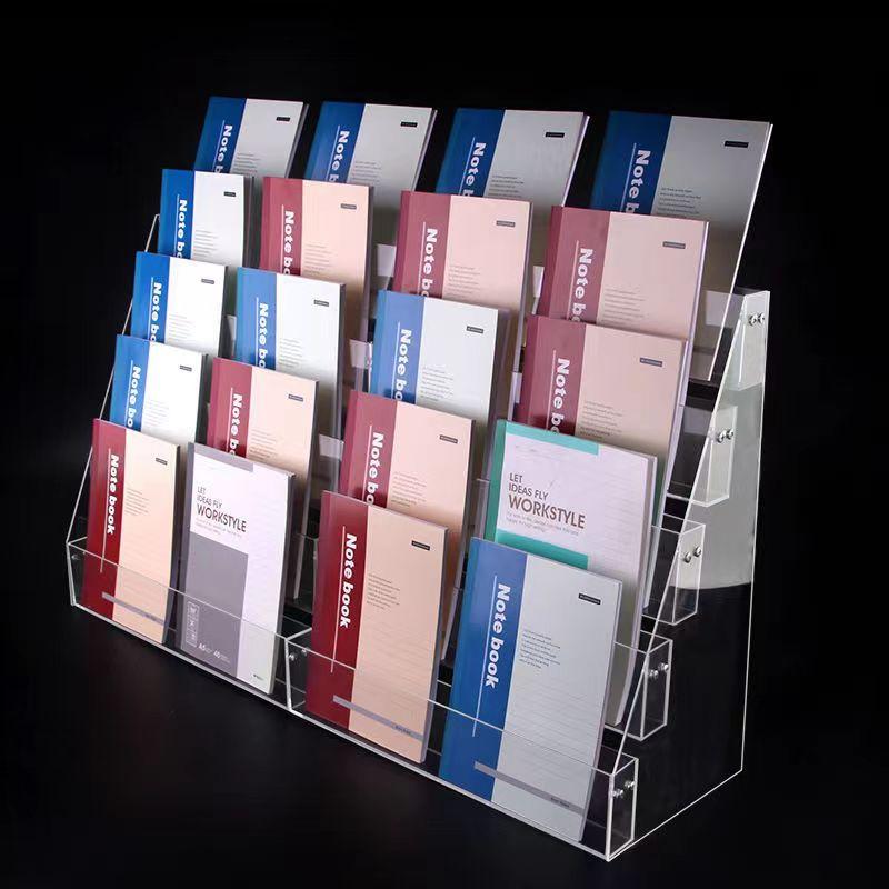 2-6 Tier Acrylic Book Display Stand Desk Bookshelf Newspaper Holder Magazine Rack Finishing Display Shelf Storage Rack Organizer