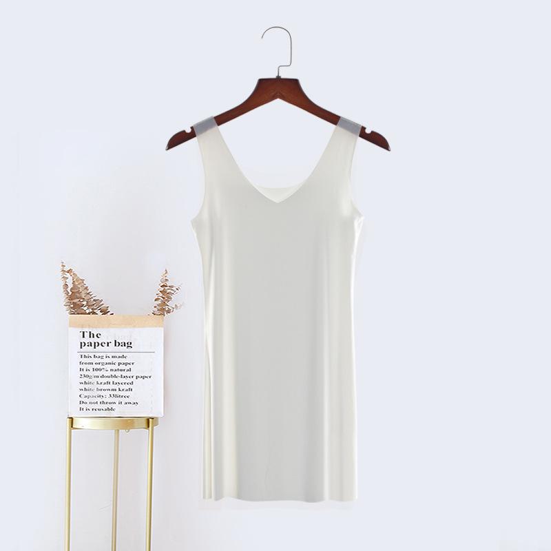 

Женская летняя бесшовная ночная сорочка из ледяного шелка свободного кроя средней длины больших размеров L