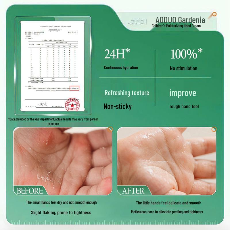 Audo Gardenia Kids' Hand Cream: Winter Moisturizer, Hydrating, Anti-Crack, Long-Lasting Scent, Non-Sticky.