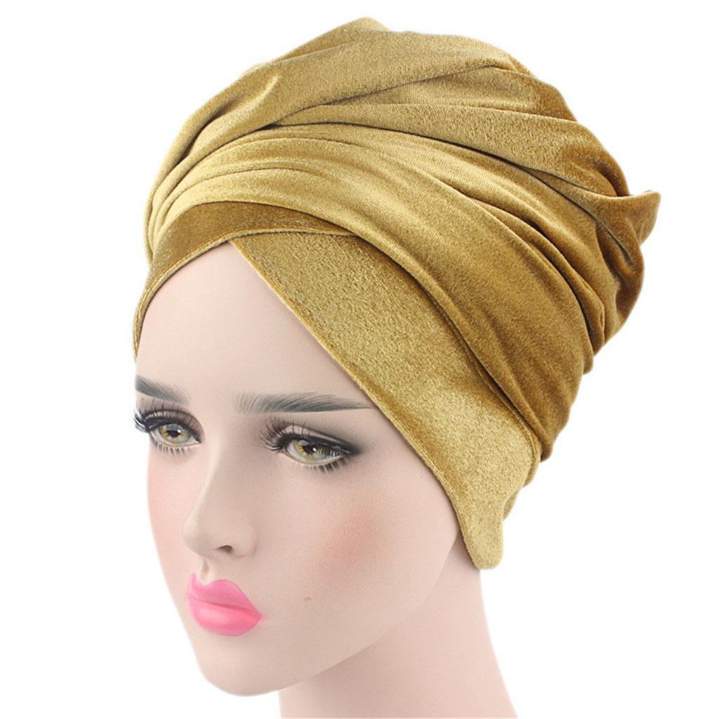 Multi Usage Velvet Turban Head Wrap Scarf Extra Long Tube Head Scarf Tie Pleated Velvet Turban