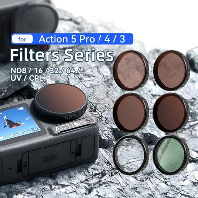 UV CPL ND8 ND16 ND32 ND64 HD Optical Glass Filter Set Easy Install Waterproof For DJI Osmo Action 3 4 5 Pro Sports Camera Diving Snorkeling Accessory