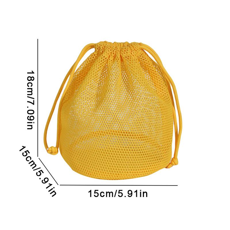 Bolsa de cosméticos de nailon de malla de gran capacidad para viaje, organizador, bolsas con cordón de malla informal plegable, paquete de cuerda, bolsa de lavado para natación con bolsillo