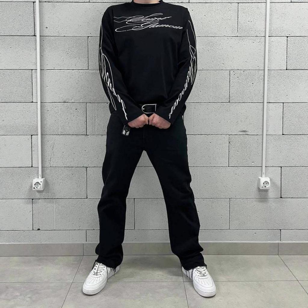 Unisex Y2K American Letter Printed Loose Long Sleeve Round Neck T-shirt Autumn Hip Hop Gothic Harajuku Street Commuter Pullover