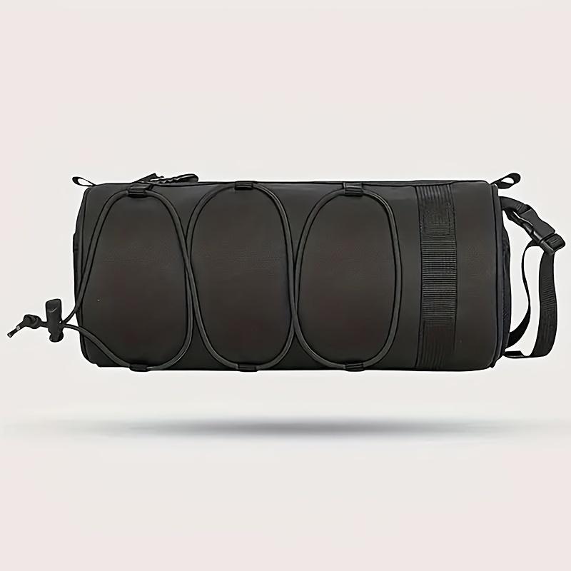 Large Capacity Adjustable Bicycle Handlebar Bag Portable Front Frame Tube Bag Cylindrical Design, Elastic Securing System, Bike Bag
