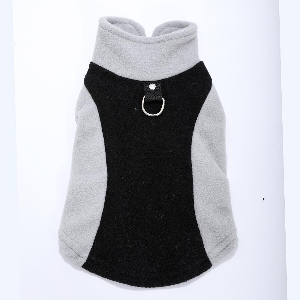 Fleece Dog Jacket D-ring Soft Cozy Warm Overalls Open Collar Splicing Cat Coat Sleeveless Puppy Clothes For Dog Cat