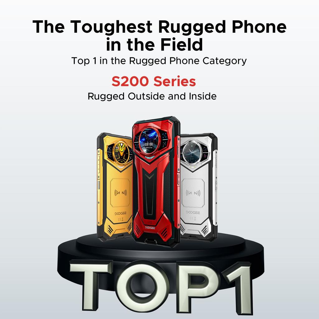 Doogee S200 Plus Rugged Smartphone 5G, (16GB+20GB)+512GB with 1.32" Dynamic Rear Screen, 10100mAh, 100MP+20MP, 6.72", 120Hz, NFC, Gemini AI