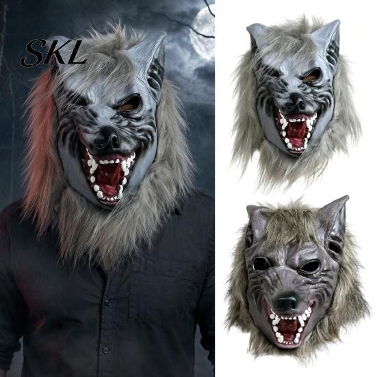 Detaillierte Halloween-Requisite Werwolf Vollkopfmaske, Latex Wolf Cosplay Kopfbedeckung mit Langlebiger Party-Maske Realistisches Fell, Spukhaus-Requisite, Verstellbar