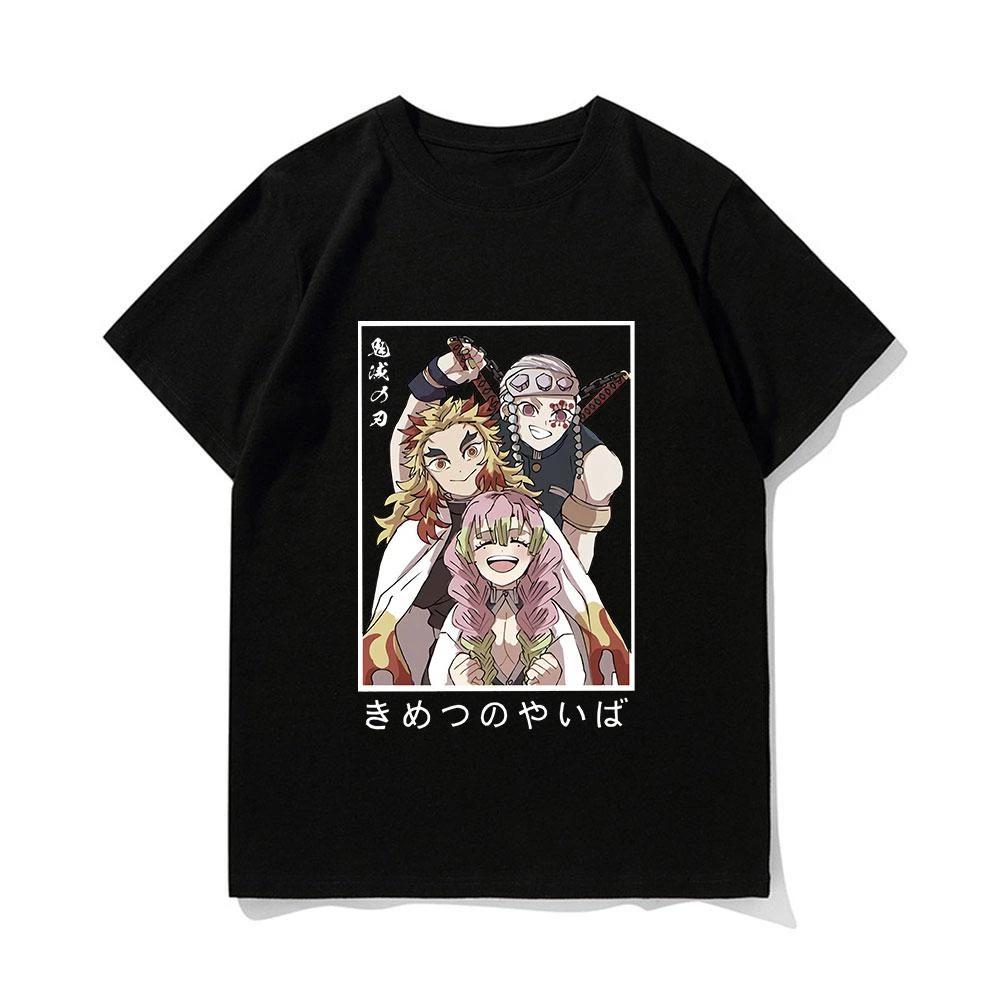 Anime Demon Slayer Printed T-shirt, Men's Casual Loose Harajuku Short-sleeved Top T-shirt, Summer Fashion O-neck T-shirt