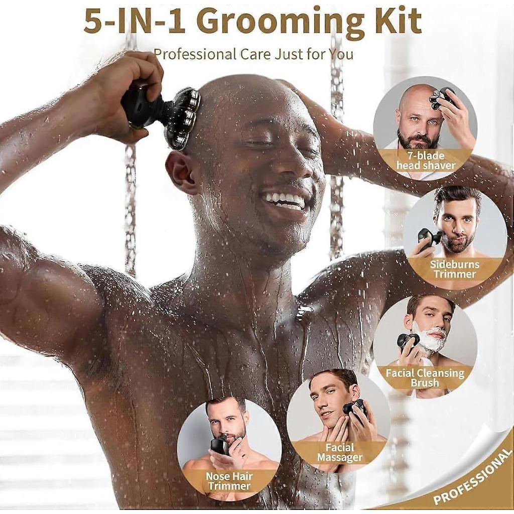 Head Shavers for Bald Men: 5-in-1 Upgraded Electric Razor ~ IPX7 Waterproof Shaving Grooming Kit for Balder -- Turbo Speed & Precision Blades