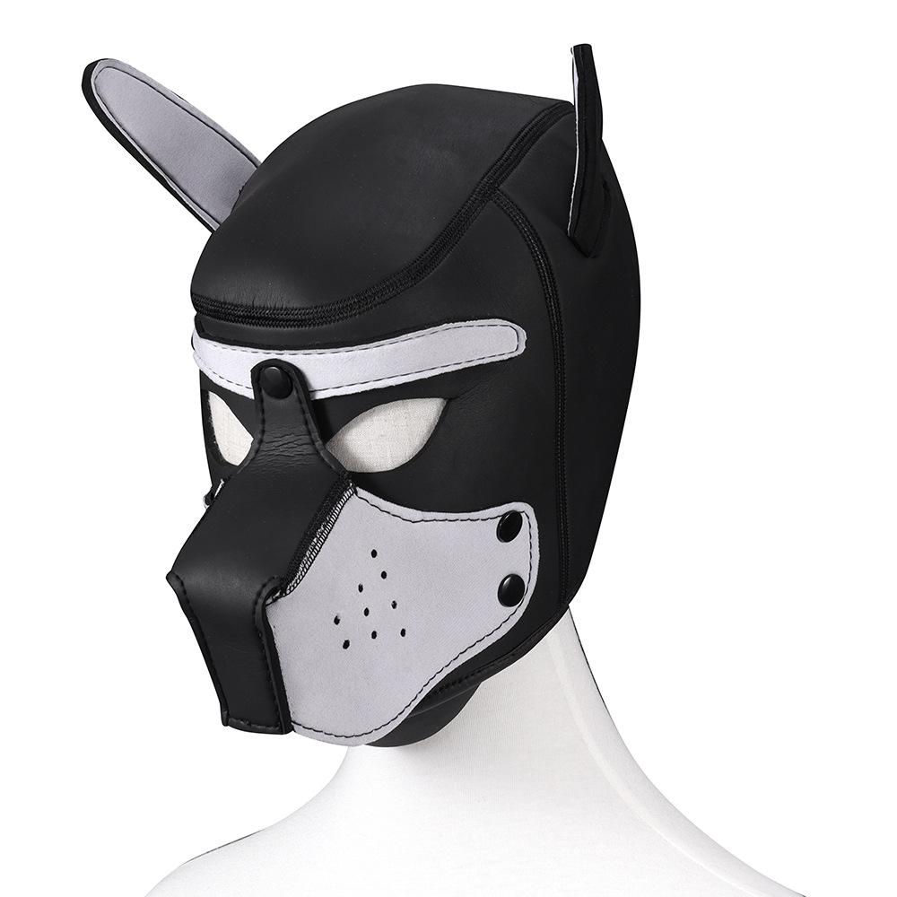 1pc Puppy Hood, Neoprene Silicone Leather Full Head Role Play BDSM Fetish Bondage Hood For Male Sex Games, Sex Toys