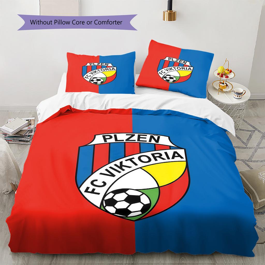FC Viktoria Plzeň Pattern Bedding Quilt Set Quilt Cover Pillowcase Home Decoration Birthday Gift (1 * Duvet Cover + 2 * Pillowcase, Without Core)