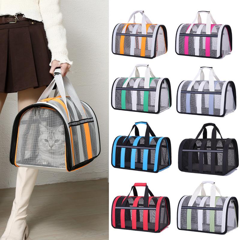 Breathable Cat Outing Bag for Pet Dog, Summer Skew Straddle, Portable, Foldable, Small and Medium-sized Dog Cage