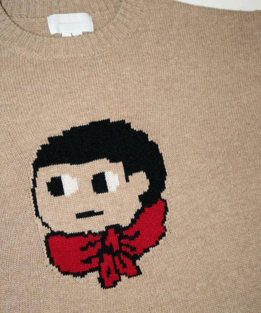 GROUNDWORK Baggage Man Face Knit Sweater / Beige