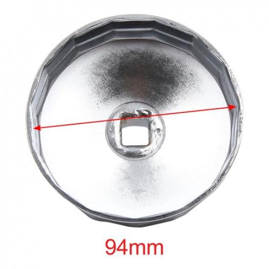 93-94mm 15 Nuten Silberton Metall Ölfilter Kappen Schlüssel Stecknuss Abzieher Werkzeug