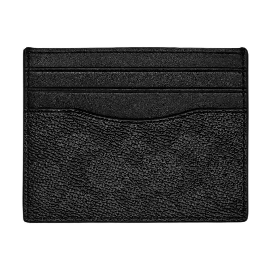 

Coach Canvas 10 Brand Logo Print Calfskin Card Holder Men Accessories Charcoal-Gray Black CBJ11-MI5 Black