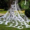 Uncut Giant Spider Web Halloween Decorations Outdoor with Ground Nails Stretchy Beef Cloth Netting Cut-Your-Own Flexible Elastic for Yard Party Decor