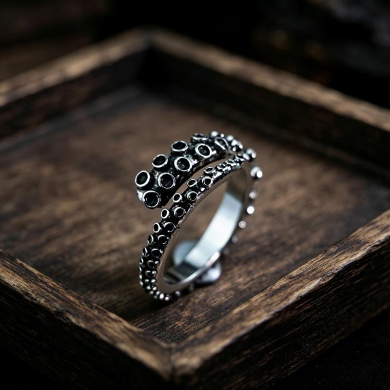 European & American Fashion Retro Smile Face Multi-layer Open Silver Ring - Trendy Korean Punk Simple Design for Women