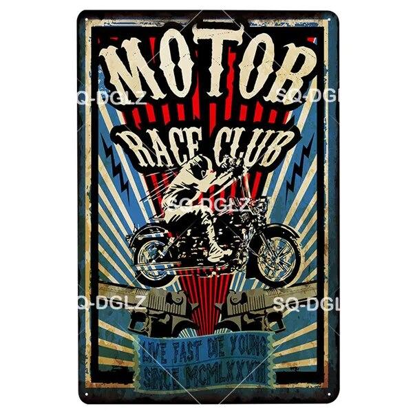 Motor Club Metal Sign Vintage Garage Tin Sign Bar Decor Plaque Pub Bar Decor Metalen Borden Poster Plate Art Poster