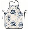 1pc Blue Gray Floral Geometric Print Apron, Durable And Easy To Clean, Adjustable Waistband, Polyester Material, for Kitchen Cooking, Gardening, Orcha