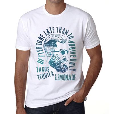 Męska koszulka w stylu vintage z grafiką T-shirt Tacos, Tequila i Lemoniada Biała