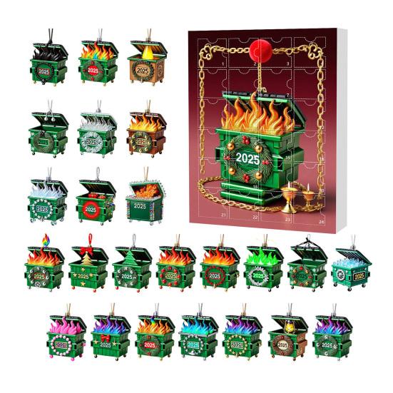 Acrylic Pendant Advent Calendar Box 24-Day Countdown Christmas Decoration Multifunctional Holiday Decor for Kids' Rooms Houses Cars