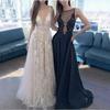 2025 Summer New Cross-border European and American Women's Clothing Amazon Dress Sexy Lace Deep V Sleeveless Evening Dress
