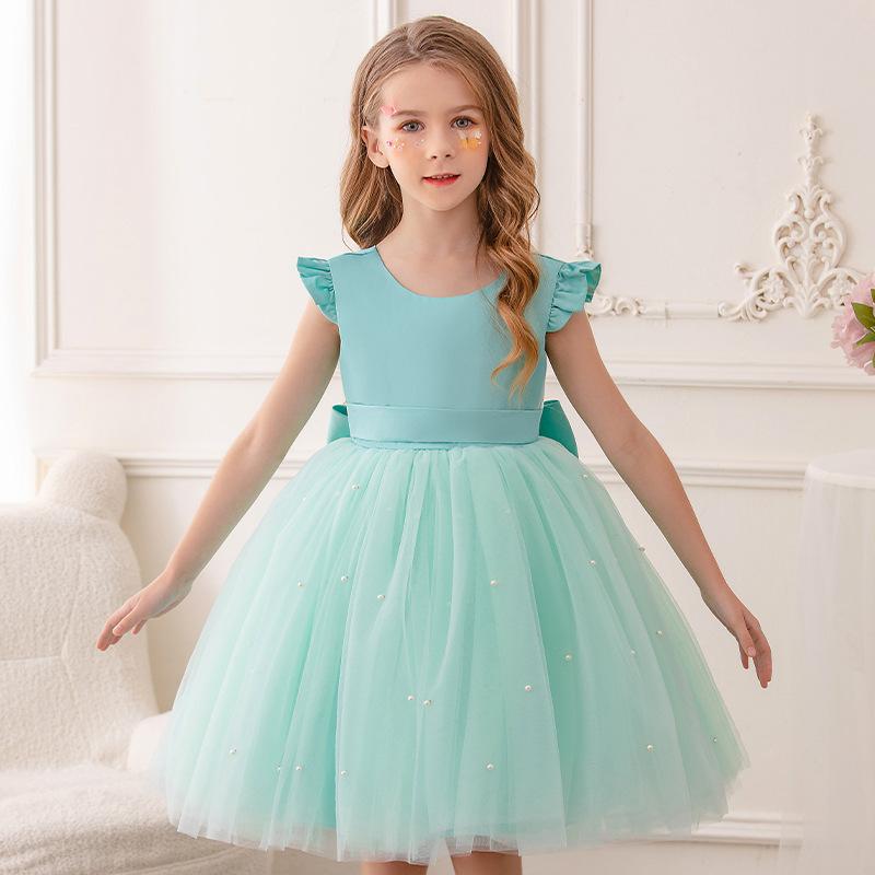 Girl Princess Dress Red Christmas Princess Dress Cute Girl Birthday Party Tutu Gown Newborn Backless Bow Beading Xmas Costume