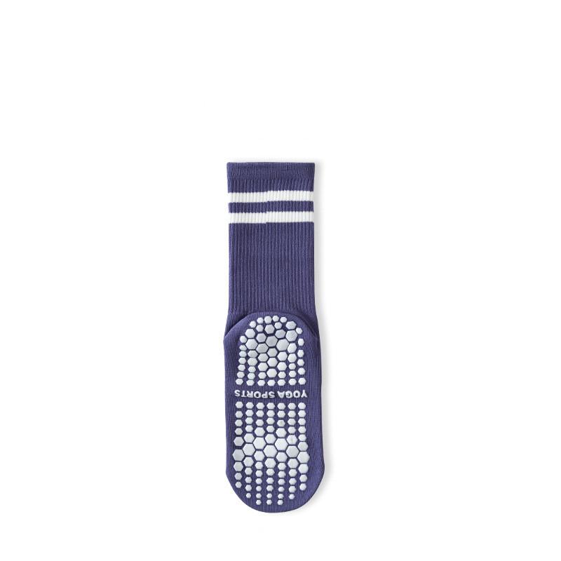 Macaron Striped Simple Cotton Mid-calf Women Yoga Socks Bottom Silicone Non-slip Sports Socks Indoor Dance Fitness Pilates Socks