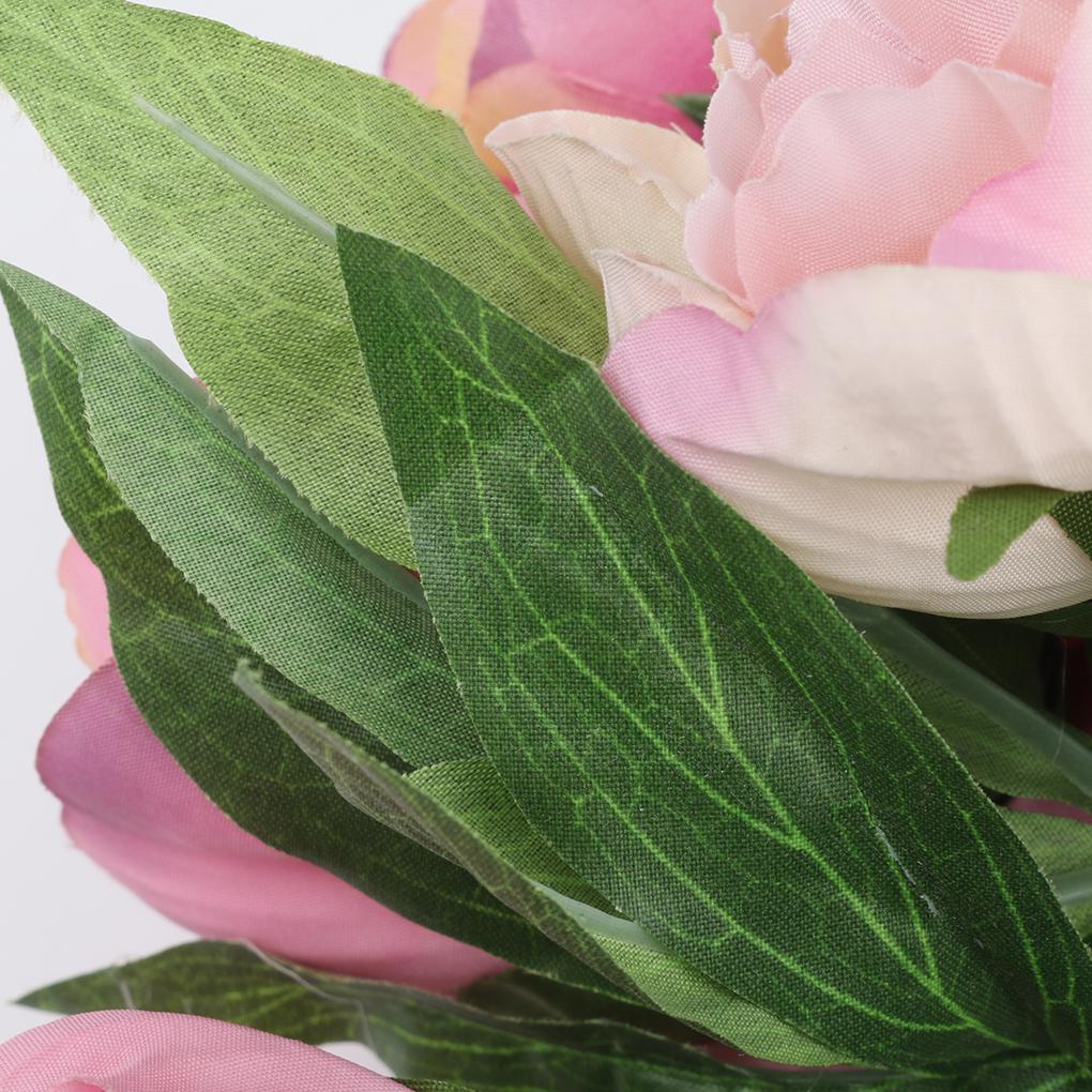 8 Head Artificial Peony Silk Flower Leaf Home Wedding Party Decor Floral Bouquet