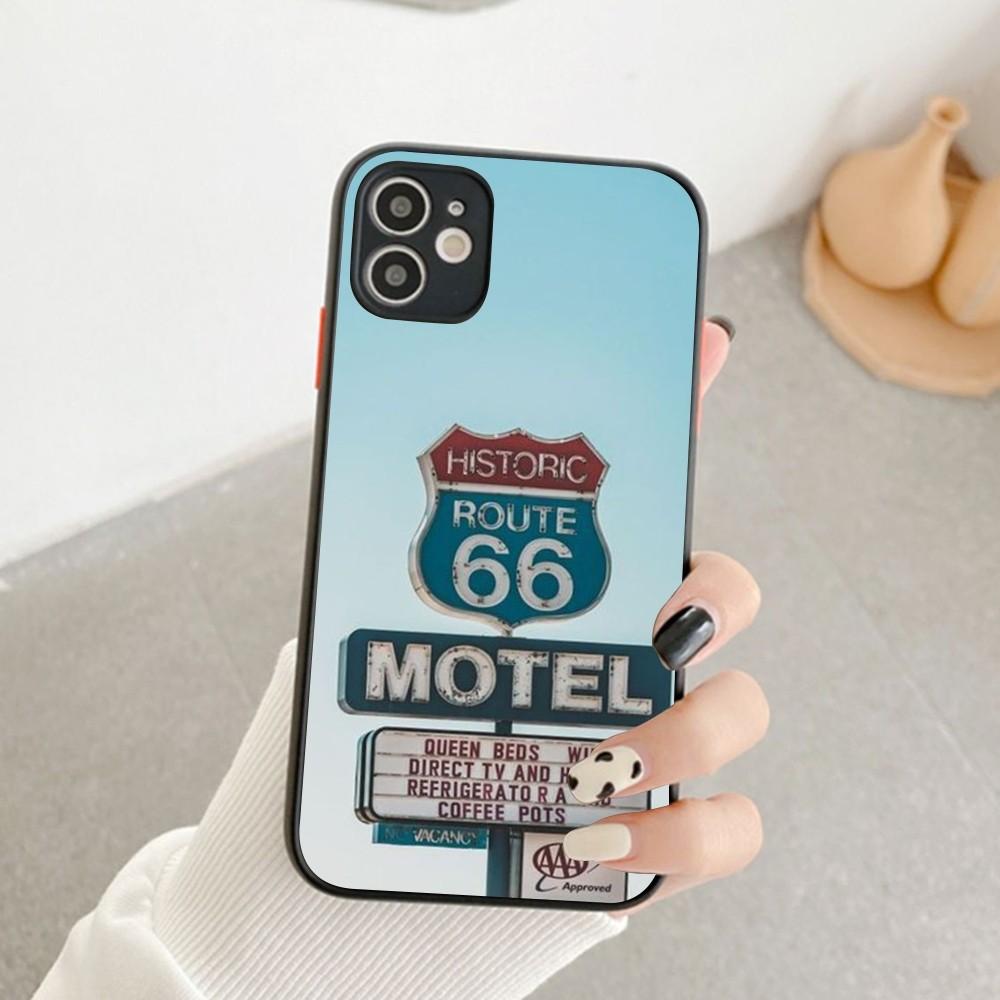 

America Route 66 Phone Case For IPhone 14 11 12 13 Mini Pro Max 8 7 Plus X XR XS MAX Translucent Matte Cover iphone 13pro max