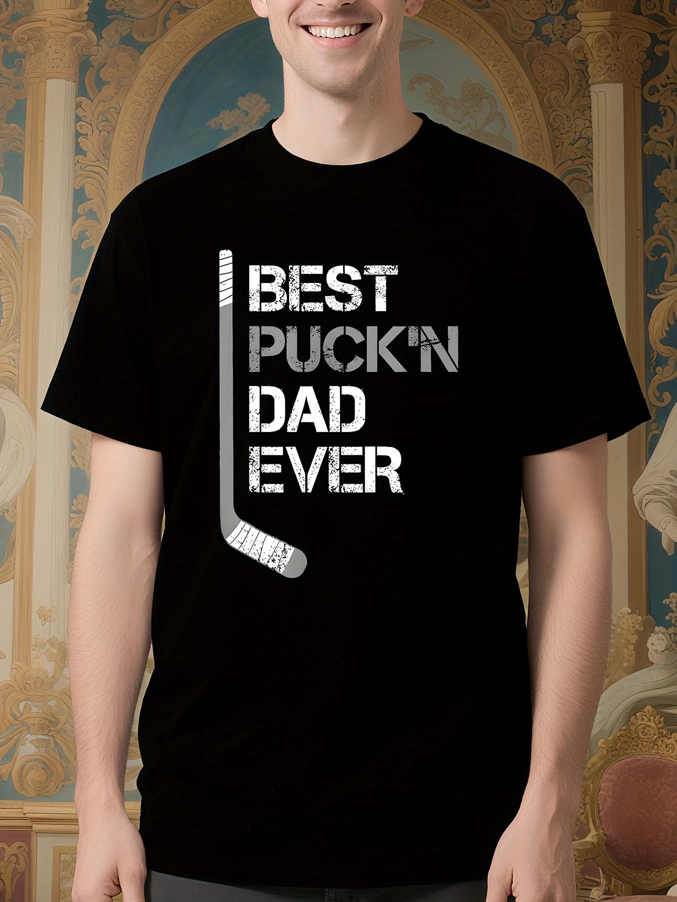 Funny Hockey Dad Tshirt - Best Puck n Dad Ever Hockey Sti... S