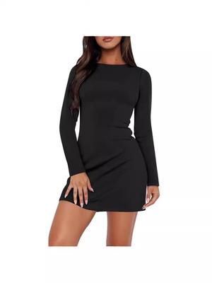 2024 Europäisches & Amerikanisches Frühling-Herbst Rundhals Langarm Bodycon Kleid - Sexy Slim Fit