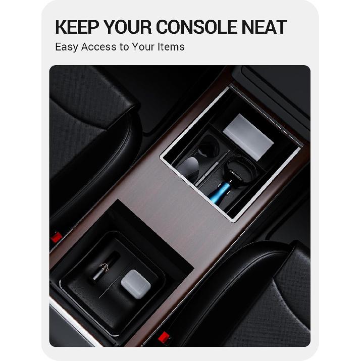 BASENOR -2026 Tesla Model S Model X Lower Center Console Organizer Tray, ert Compartment Under Cupholder Interior Accessories Storage, Fit Model