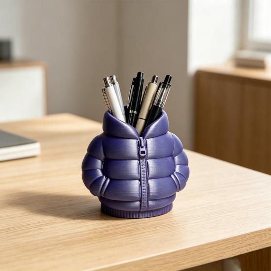 Yousheng Down Jacket Pen Holder, 3D Printed Funny Puffer Jacket Pencil Cup, Small Desk Organizer Storage Box for Home Office Desktop Decor