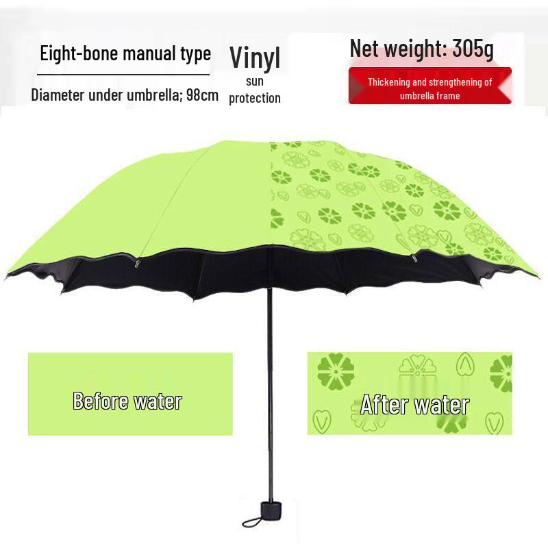 Blooming Umbrella: Korean Style, UV Protection, Lightweight, Durable, Eight Ribs, Black Glue, Waterproof