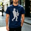 Vintage Jazz Music Saxophone Player Silhouette Print Unisex Short Sleeve T Shirt Cotton Summer Streetwear Casual Tee