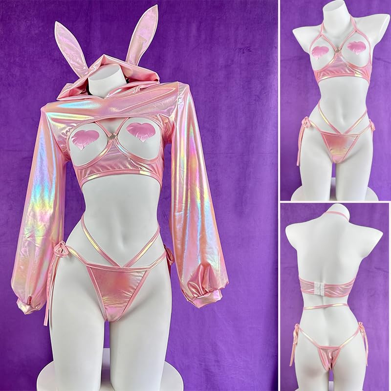 Cyber Pack Cosplay Sexy Reverse Bunny Bunny Girl Erotic Training Temptation Extreme Rabbit Bunny Costume Disguise High Leg Bold Lingerie One Size Pink