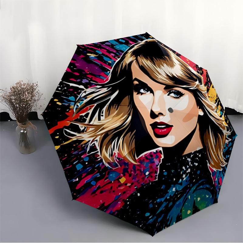 1pc Taylor Swift Automatic Cute Umbrella 8-Bone Design Compact Gear for Outdoor Travel, Perfect Holiday Gift Yy251230003