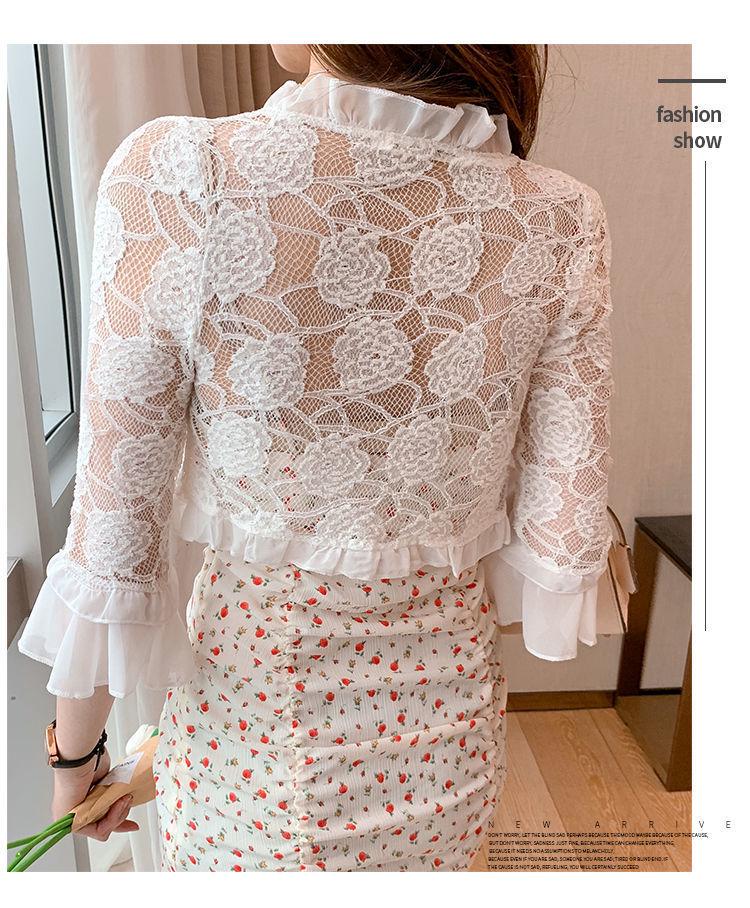 Damen Kurzarm Chiffon Spitzen Bolero: Schulterfreies Sonnenschutz-Schal