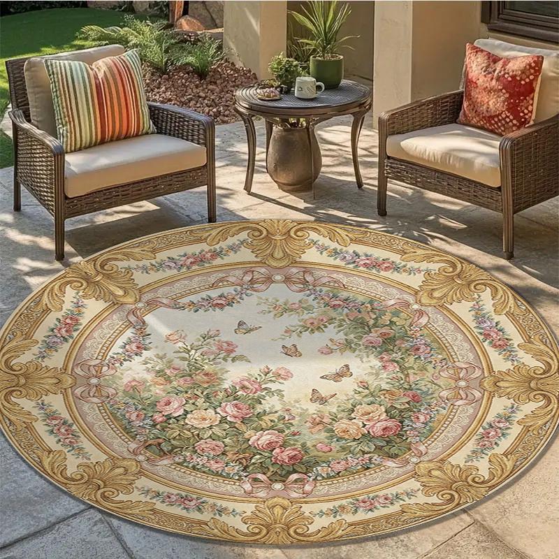 Rose Gorgeous Round Area Rug,Carpet Rug for Living Room Bedroom Sofa Playroom Decor,Non-slip Floor Mat62