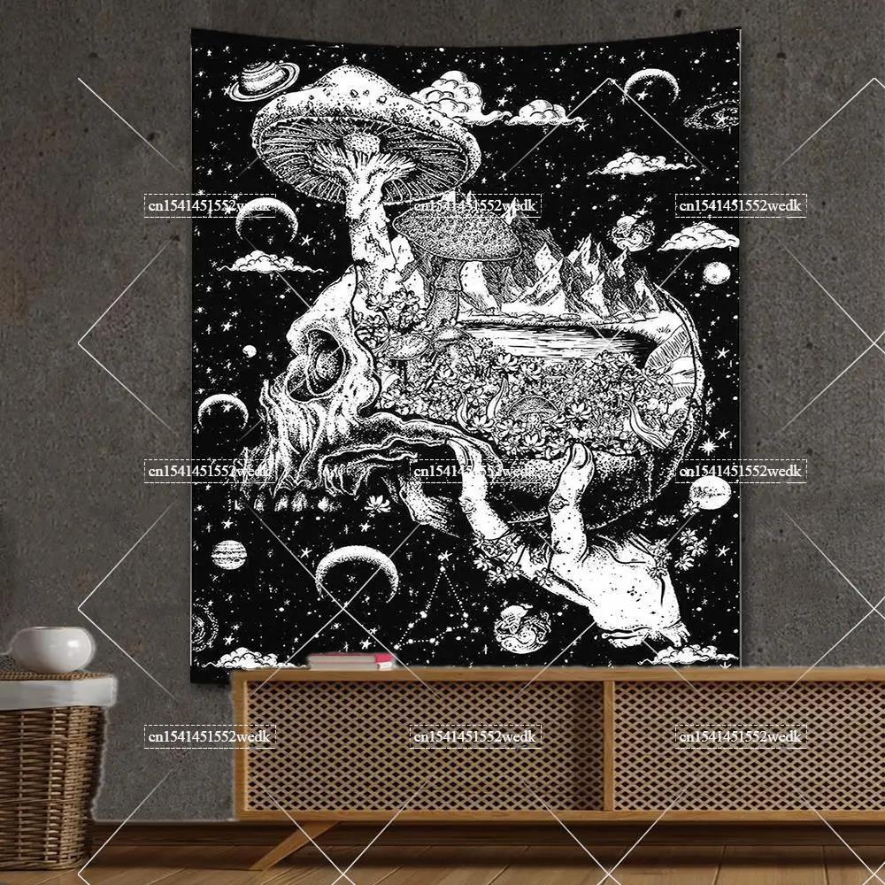 Goth Skull Tapestry Devil Satanic Tapestrys Wall Hanging Batwing Skeleton Tapestries For Bedroom Aesthetic Home Decoration