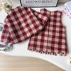 Girls' Mori Style Plaid Wool Coat & Vest Dress Winter Set