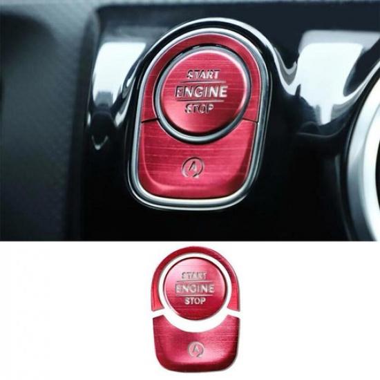 Car One-Click Startup Button Red Aluminum Cover Trim - Fit For Benz GLB