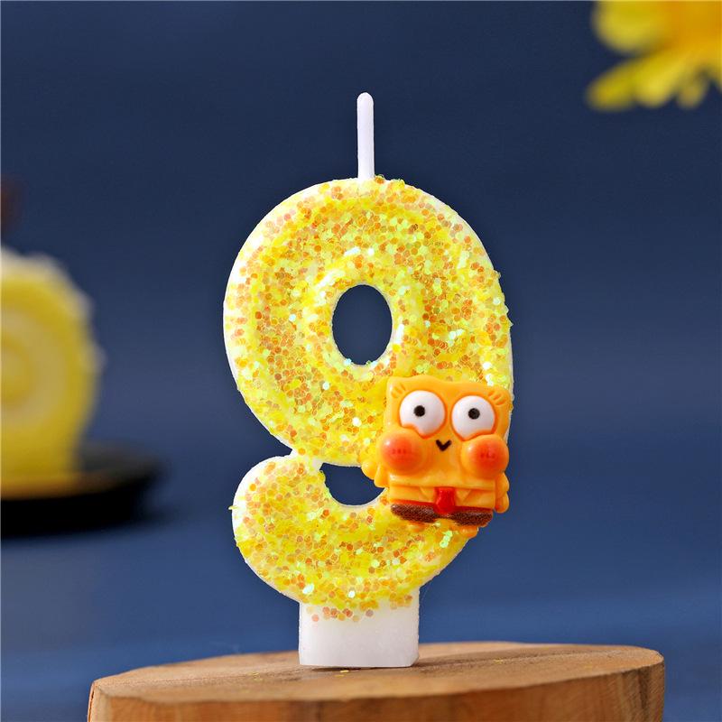 SpongeBob Digital First Birthday Glitter Candle