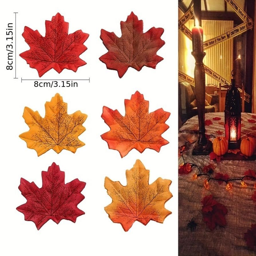 100Pcs Simulated Maple Leaf Autumn Courtyard Halloween Wedding Table Decoration Photography Props Homemade Flower Wreath