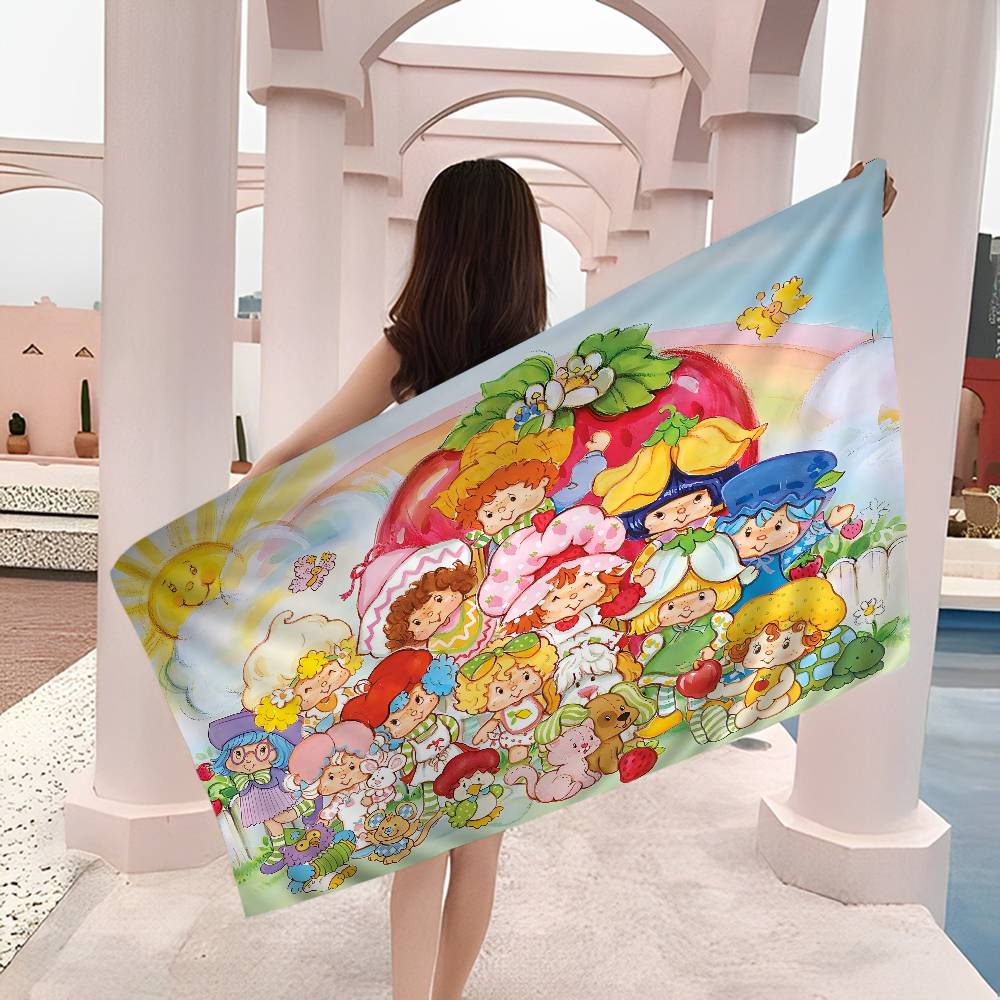 S-Strawberry Shortcakes Microfiber Printed Beach Towel Mountain Climbing Yoga Beach Swimming Running Absorbent Soft Towel